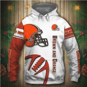 NFL Cleveland Browns White Orange Pullover Hoodie V4