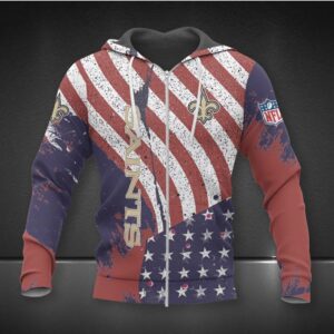 NFL New Orleans Saints American Flag Duty Zip Up Hoodie