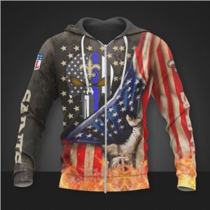 NFL New Orleans Saints American Flag Zip Up Hoodie NFL New Orleans Saints American Flag Zip Up Hoodie