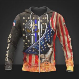 NFL New Orleans Saints American Flag Zip Up Hoodie