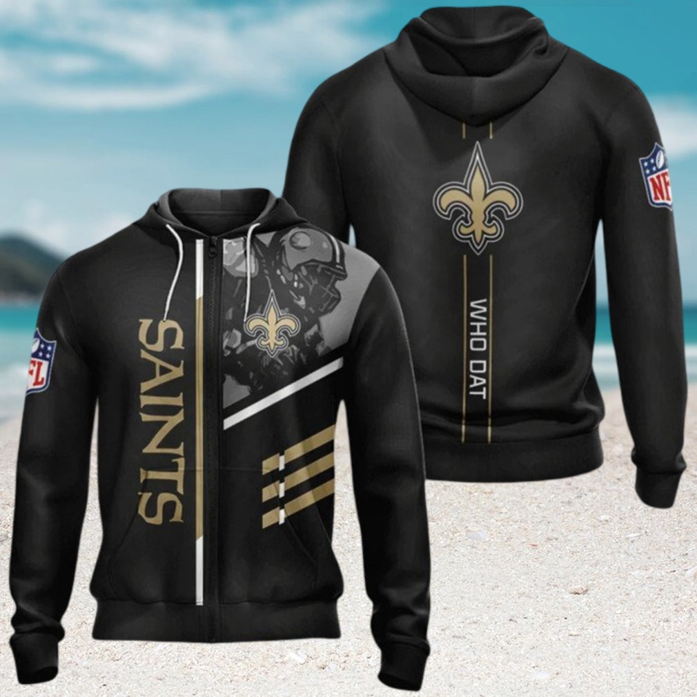 NFL New Orleans Saints Black Golden Pattern Zip Up Hoodie NFL New Orleans Saints Black Golden Pattern Zip Up Hoodie