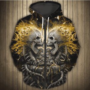 NFL New Orleans Saints Electric Skull Zip Up Hoodie