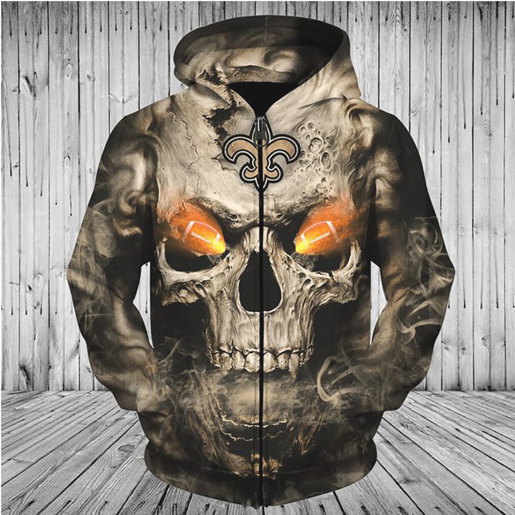 NFL New Orleans Saints Eye Rugby Ball Skull Zip Up Hoodie NFL New Orleans Saints Eye Rugby Ball Skull Zip Up Hoodie