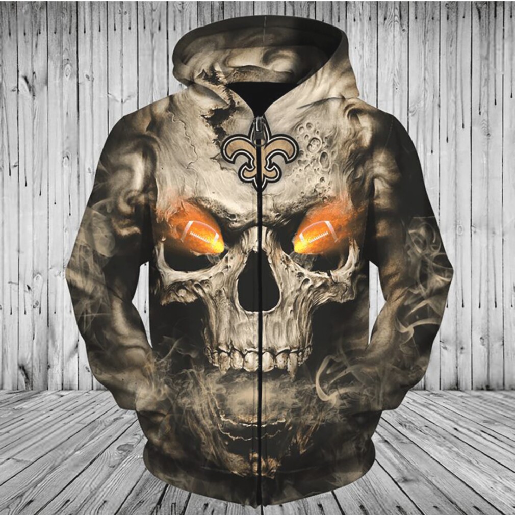 NFL New Orleans Saints Eye Rugby Ball Skull Zip Up Hoodie NFL New Orleans Saints Eye Rugby Ball Skull Zip Up Hoodie