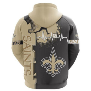 NFL New Orleans Saints Heart ECG Line Zip Up Hoodie