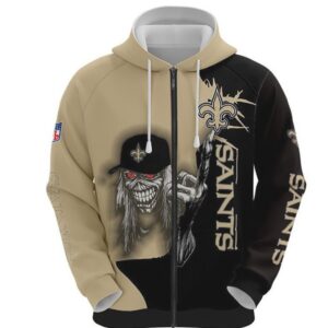 NFL New Orleans Saints Ultra Death Fan NFL Zip Up Hoodie1