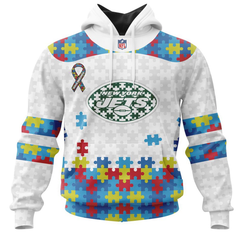 NFL New York Jets Custom Name Number Autism Awareness Fan Hoodie NFL New York Jets Custom Name Number Autism Awareness Fan Hoodie