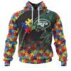 NFL New York Jets Custom Name Number Fight Cancer Pullover Hoodie NFL New York Jets Custom Name Number Fight Cancer Pullover Hoodie