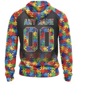NFL New York Jets Custom Name Number Autism Awareness Game Hoodie