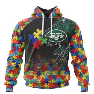 NFL New York Jets Custom Name Number Autism Awareness Game Hoodie