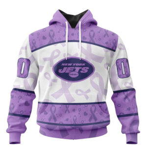 NFL New York Jets Custom Name Number Fight Cancer Pullover Hoodie