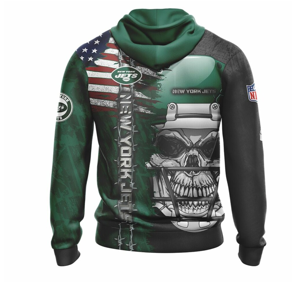 NFL New York Jets Green Black Skull Hoodie NFL New York Jets Green Black Skull Hoodie