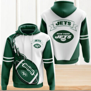 NFL New York Jets Green Fire Logo Football Hoodie