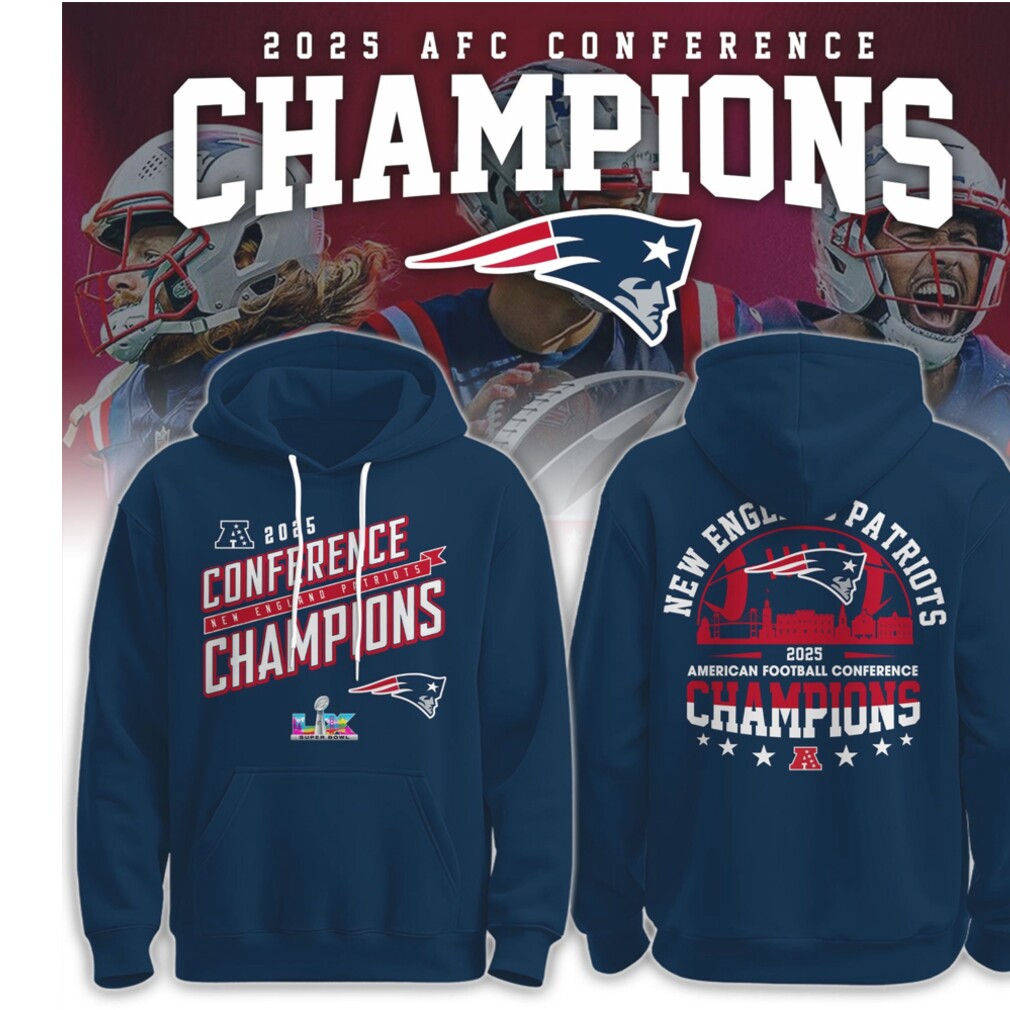 Navy Blue New England Patriots 2025 AFC Conference Champions Football Fan Gift Hoodie Navy Blue New England Patriots 2025 AFC Conference Champions Football Fan Gift Hoodie