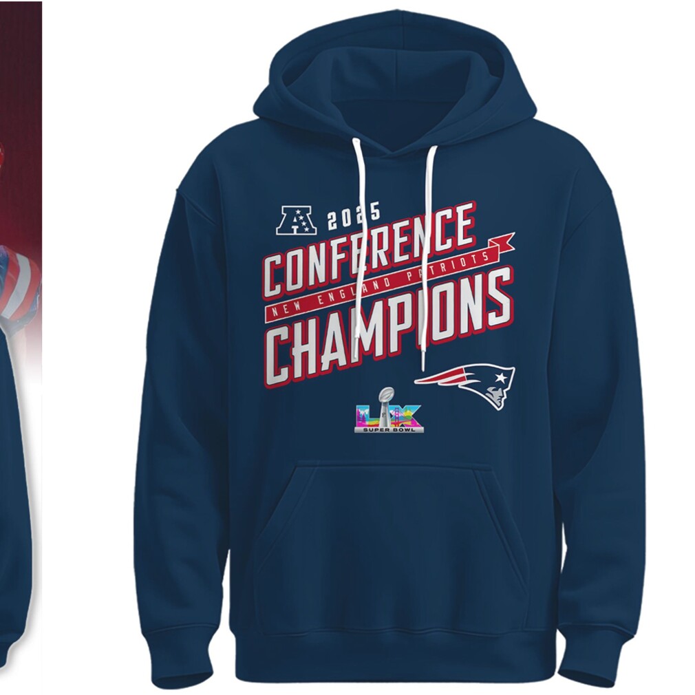Navy Blue New England Patriots 2025 AFC Conference Champions Football Fan Gift Hoodie Navy Blue New England Patriots 2025 AFC Conference Champions Football Fan Gift Hoodie
