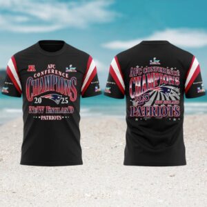New England Patriots 2025 AFC Conference Champions LIX Super Bowl T Shirt New England Patriots 2025 AFC Conference Champions LIX Super Bowl T Shirt