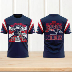 New England Patriots 2025 AFC Conference Champions Super Bowl LIX Navy tshirt