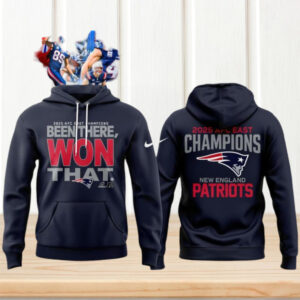 New England Patriots 2025 AFC East Champions Been There Won That Navy Pullover Hoodie New England Patriots 2025 AFC East Champions Been There Won That Navy Pullover Hoodie