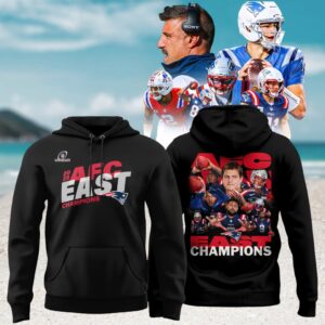 New England Patriots 2025 AFC East Champions Team Photo Roster Collage Hoodie