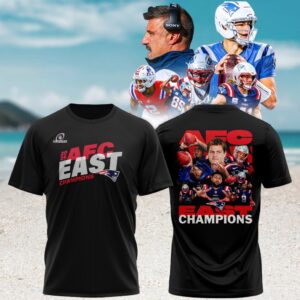 New England Patriots 2025 AFC East Champions Team Photo Roster Collage T Shirt