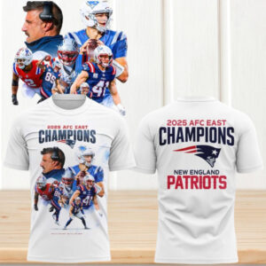 New England Patriots 2025 AFC East Champions White Team Photo Roster Football Fan Shirt New England Patriots 2025 AFC East Champions White Team Photo Roster Football Fan Shirt