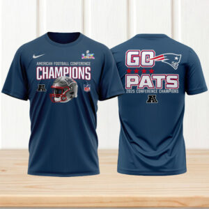New England Patriots 2025 Conference Champions Go Pats Blue Helmet Fan T Shirt New England Patriots 2025 Conference Champions Go Pats Blue Helmet Fan T Shirt