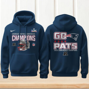 New England Patriots 2025 Conference Champions Go Pats Blue Helmet Pullover Fan Hoodie New England Patriots 2025 Conference Champions Go Pats Blue Helmet Pullover Fan Hoodie