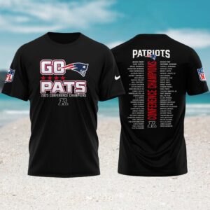 New England Patriots 2025 Conference Champions Go Pats Roster Football Fan T Shirt