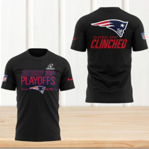 New England Patriots 2025 Playoff Spot Clinched Official Postseason Performance T Shirt New England Patriots 2025 Playoff Spot Clinched Official Postseason Performance T Shirt
