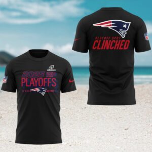 New England Patriots 2025 Playoff Spot Clinched Official Postseason Performance T Shirt
