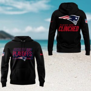 New England Patriots 2025 Playoff Spot Clinched Official Postseason Pullover Hoodie