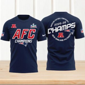New England Patriots AFC Champions 2025 26 Super Bowl LX Bound Navy T Shirt New England Patriots AFC Champions 2025 26 Super Bowl LX Bound Navy T Shirt