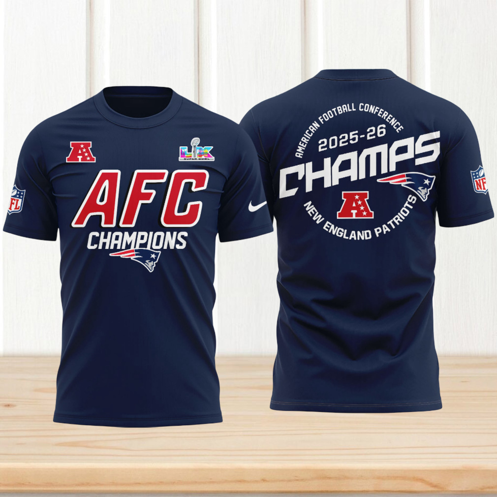 New England Patriots AFC Champions 2025 26 Super Bowl LX Bound Navy T Shirt New England Patriots AFC Champions 2025 26 Super Bowl LX Bound Navy T Shirt