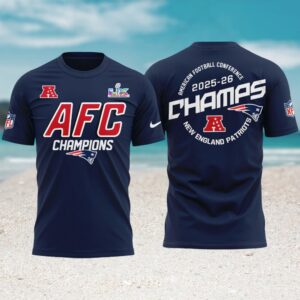 New England Patriots AFC Champions 2025 26 Super Bowl LX Bound Navy T Shirt