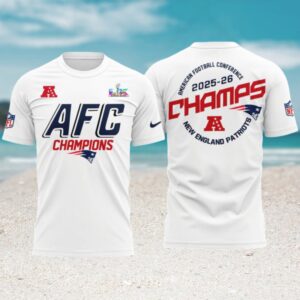 New England Patriots AFC Champions 2025 26 White Super Bowl LX Bound T Shirt