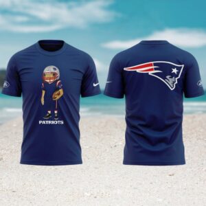 New England Patriots Bad Bunny Mascot Navy Blue Performance Fan Shirt New England Patriots Bad Bunny Mascot Navy Blue Performance Fan Shirt