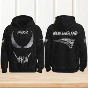 New England Patriots Dark Mode Venom Inspired Silver Pullover Hoodie New England Patriots Dark Mode Venom Inspired Silver Pullover Hoodie