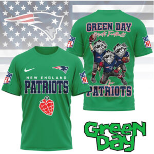 New England Patriots “Green Day Meets Football” Music Fan Tee New England Patriots “Green Day Meets Football” Music Fan Tee