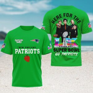 New England Patriots Green Day Super Bowl LX Green T Shirt NFL Rock Band Fan T Shirt New England Patriots Green Day Super Bowl LX Green T Shirt NFL Rock Band Fan T Shirt