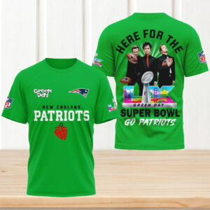 New England Patriots Green Day Super Bowl LX Green T Shirt NFL Rock Band Fan T Shirt