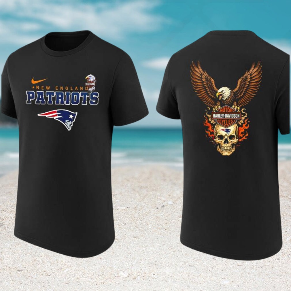 New England Patriots Harley Davidson Eagle Skull Fire T Shirt Fan Apparel New England Patriots Harley Davidson Eagle Skull Fire T Shirt Fan Apparel