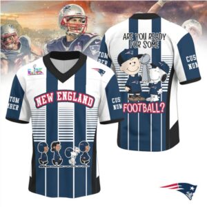 New England Patriots Official Super Bowl x Peanut V neck Baseball Jersey