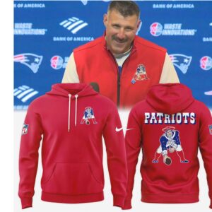 New England Patriots Pat Patriot Throwback Logo Red Vintage Style Hoodie