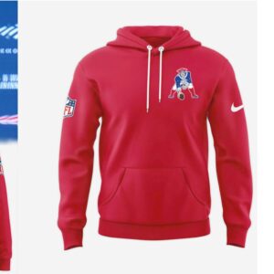 New England Patriots Pat Patriot Throwback Logo Red Vintage Style Hoodie
