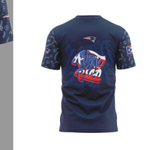 New England Patriots Puerto Rican Heritage NFL Navy Blue Graffiti Style Fan T Shirt New England Patriots Puerto Rican Heritage NFL Navy Blue Graffiti Style Fan T Shirt