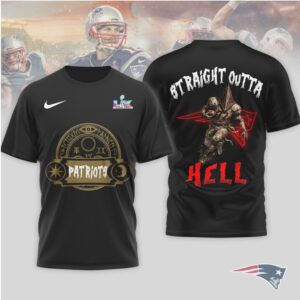 New England Patriots “Straight Outta Hell” Horror Graphic T Shirt