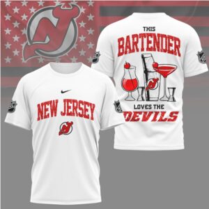 New Jersey Devils Official NHL Bartender Fan 3D Shirt