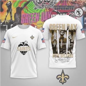 New Orleans Saints Green Day Rock Band Mashup Nike Performance Football Fan Shirt