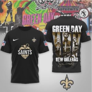 New Orleans Saints Green Day Rock Band Mashup Nike Performance Football Fan Shirt