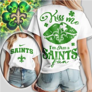 New Orleans Saints Kiss Me I'm A Fan St. Patrick's Day Women's Football T Shirt